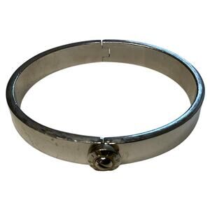 Henri Bendel Women's Silver Turn Lock Bangle Bracelet Minimalist Vintage A1-19